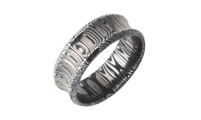 Jewelry Innovations Damascus Stainless Steel Concave Band