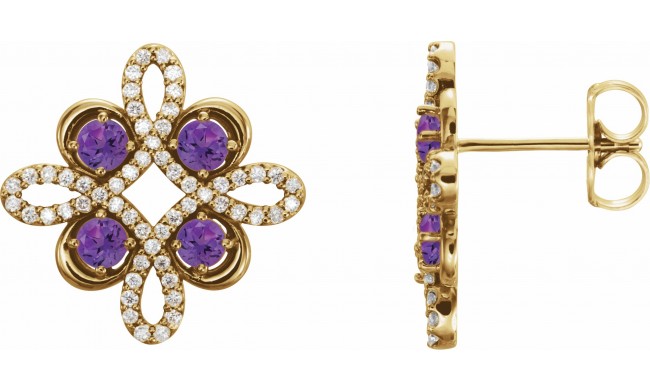 14K Yellow Amethyst & 1/4 CTW Diamond Earrings