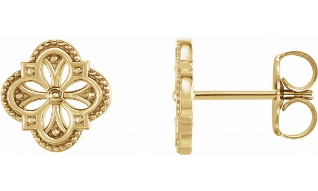 14K Yellow Vintage-Inspired Clover Earrings