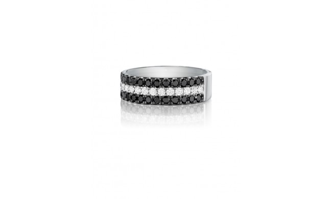 Henri Daussi 7mm Men's Wedding Band MB8 14k Gold White B 1.35 Ctw., W 0.60 Ctw. Black Diamond, White Diamond