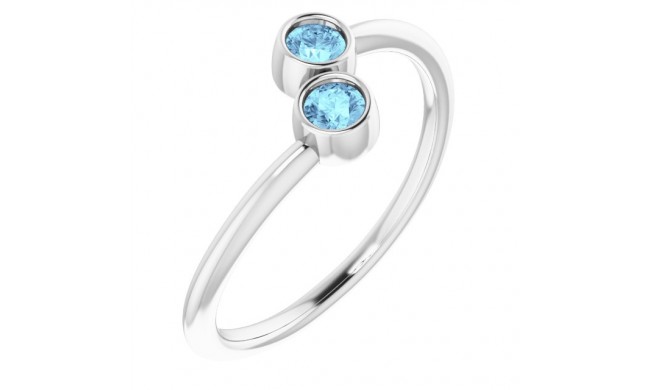 14K White Aquamarine Two-Stone Ring