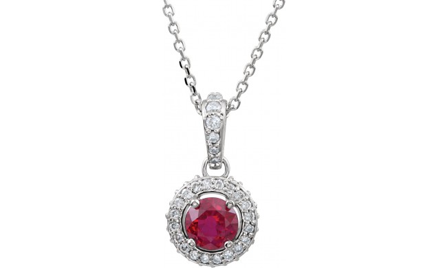 14K White Ruby & 1/5 CTW Diamond 18 Necklace