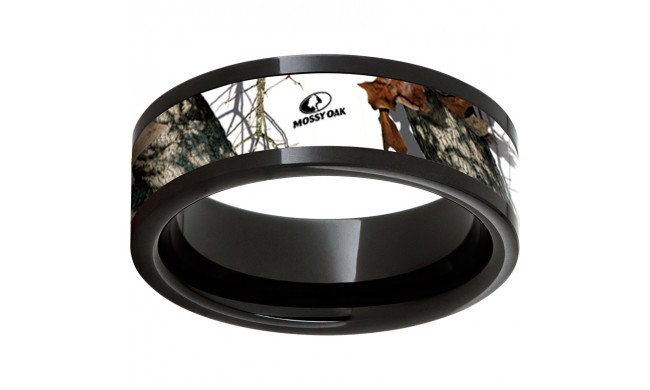 Black Diamond Ceramic Pipe Cut Band with Mossy Oak Winter Inlay
