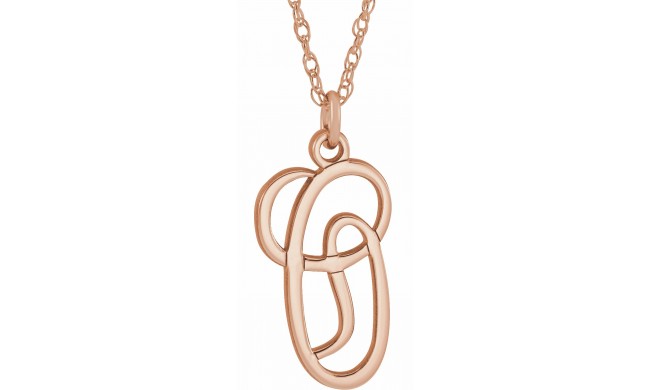 14K Rose Script Initial O 16-18 Necklace