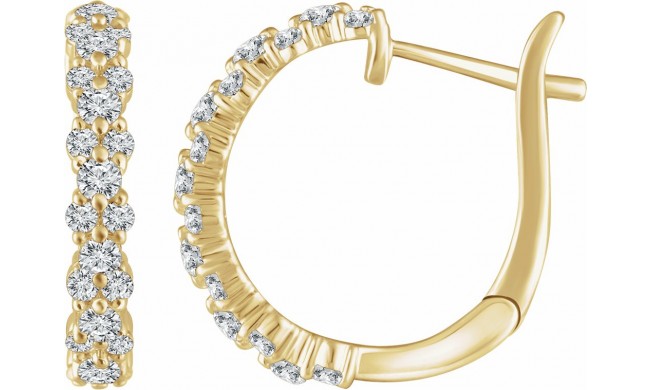 14K Yellow 5/8 CTW Diamond Hoop Earrings