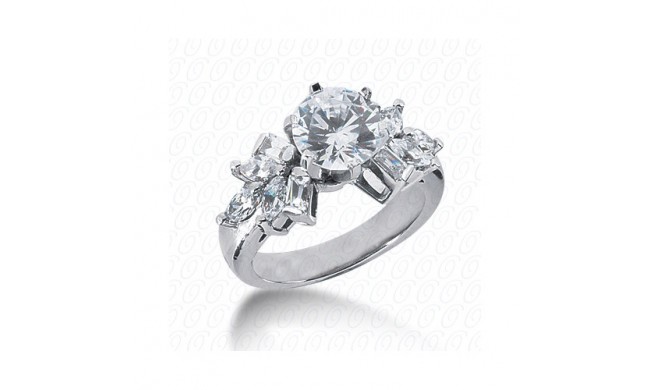 14k White Gold Diamond Semi-Mount Fancy Engagement Ring