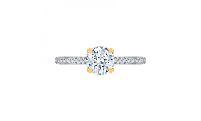 Shah Luxury 14K Two-Tone Gold Round Diamond Engagement Ring (Semi-Mount)