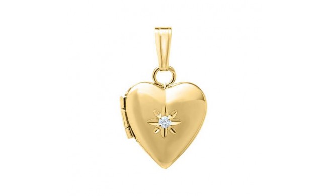 14K Yellow Gold .01ct Diamond Heart Child's Locket