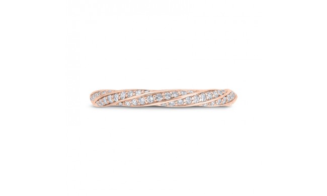 Shah Luxury 14K Rose Gold Round Cut Diamond Wedding Band