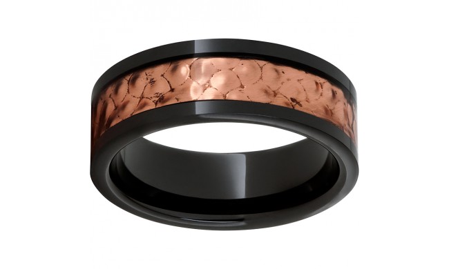 Black Diamond Ceramic Pipe Cut Band with a 5mm Dimpled Copper Inlay