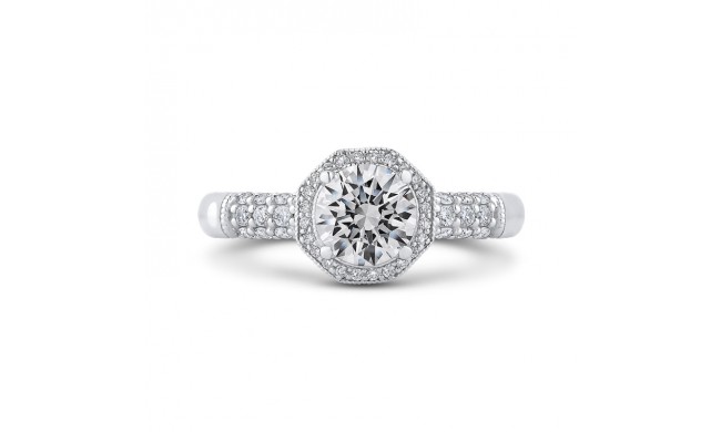 Shah Luxury Round Halo Diamond Vintage Engagement Ring In 14K White Gold (Semi-Mount)