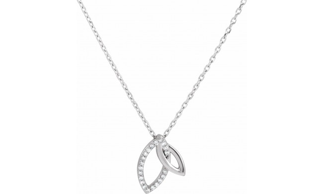 14K White .05 CTW Diamond Double Leaf 18 Necklace