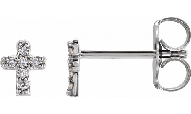 14K White .06 CTW Diamond Youth Cross Earrings
