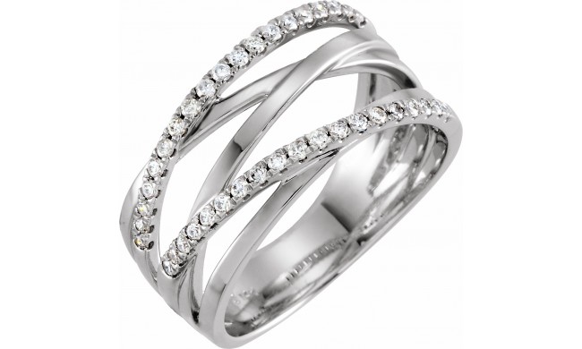 14K White 1/3 CTW Diamond Criss-Cross Ring