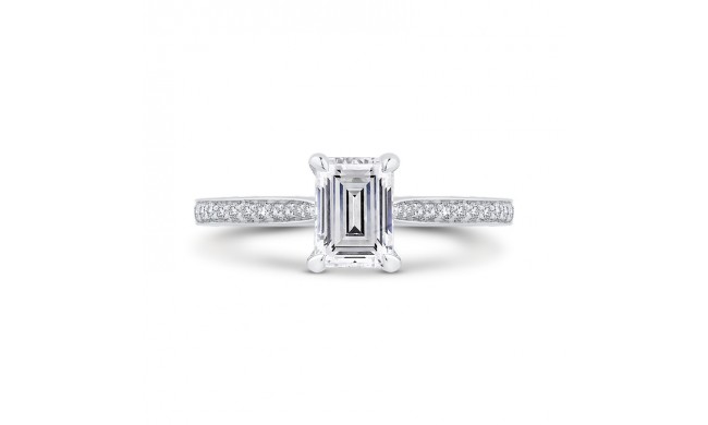 Shah Luxury 14K White Gold Emerald Cut Diamond Engagement Ring (Semi-Mount)