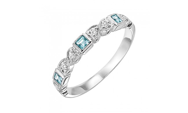 Gems One 10Kt White Gold Diamond (1/10Ctw) & Blue Topaz (1/4 Ctw) Ring