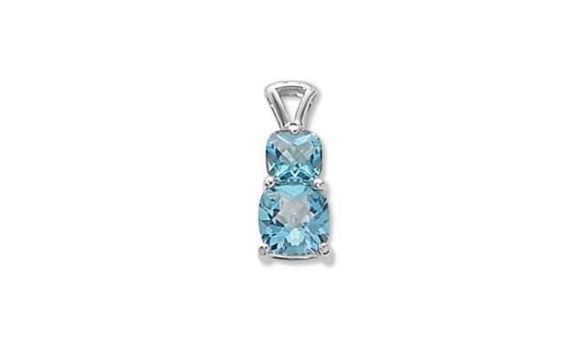 14K White Gold 8mm Swiss Blue Topaz Pendant