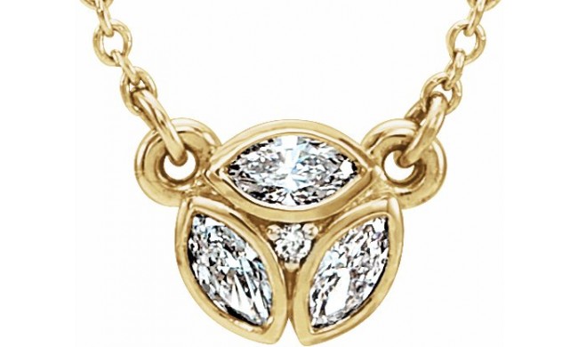 14K Yellow 3-Stone Marquise Diamond 16-18 Necklace