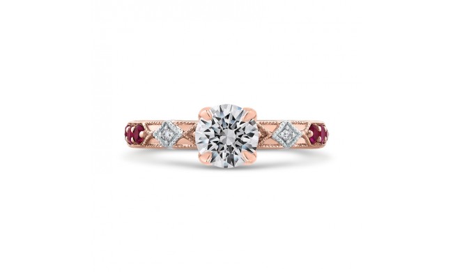 Shah Luxury 14K Two-Tone Gold Round Diamond and Ruby Engagement Ring (Semi-Mount)