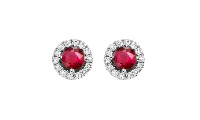 Gems One 14Kt White Gold Diamond (1/8Ctw) & Ruby (3/8 Ctw) Earring