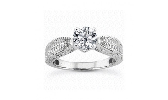 14k White Gold Diamond Semi-Mount Antique Engagement Ring