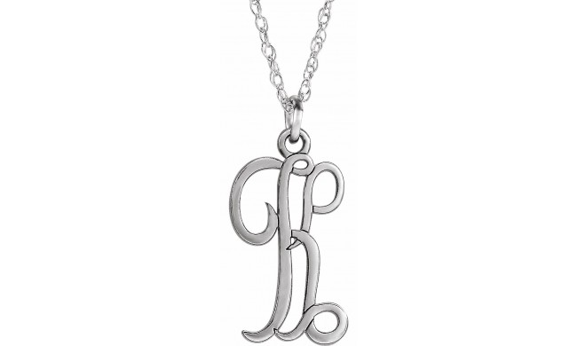 14K White Script Initial K 16-18 Necklace