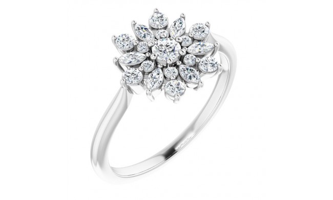 14K White 1/2 CTW Diamond Vintage-Inspired Ring