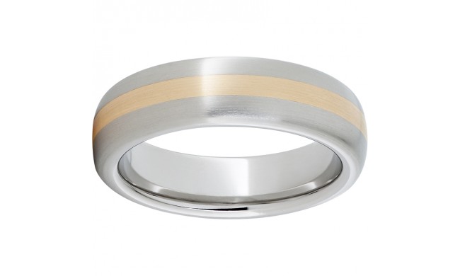 Serinium Domed Band with a 2mm 14K Gold Inlay and a Satin Finish