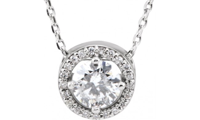 14K White 1/2 CTW Diamond Halo-Style 16 Necklace