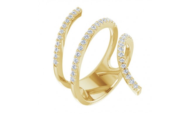 14K Yellow 1/2 CTW Diamond Spiral Wrap Ring