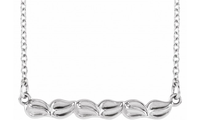 14K White Leaf Bar 16-18 Necklace