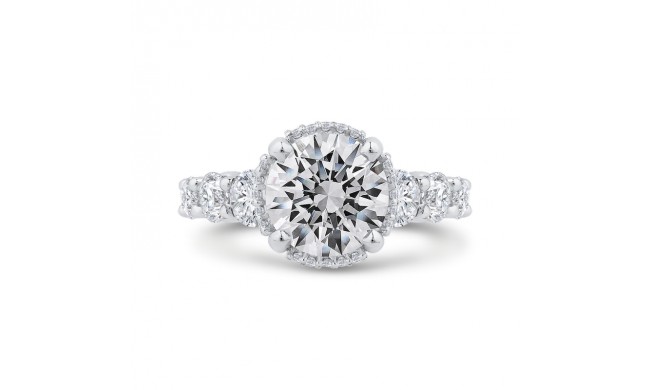 Shah Luxury 14K White Gold Round Cut Diamond Engagement Ring  (With Center)