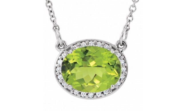 14K White Peridot &.05 CTW Diamond 16.5 Necklace