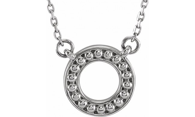 14K White Beaded Circle 16-18 Necklace