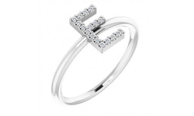 14K White .06 CTW Diamond Initial E Ring