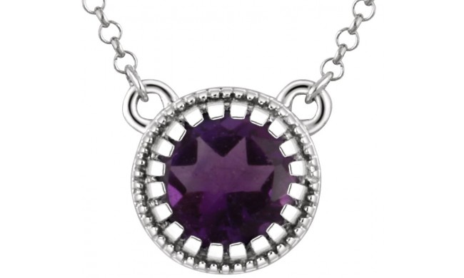 14K White Amethyst February 18 Birthstone Necklace