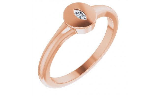 14K Rose .05 CT Diamond Signet Ring