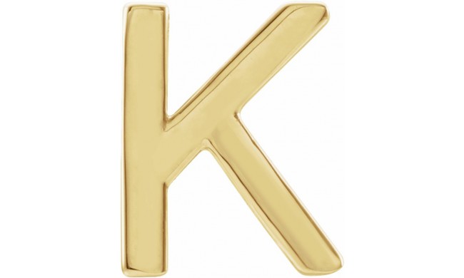 14K Yellow Single Initial K Earring
