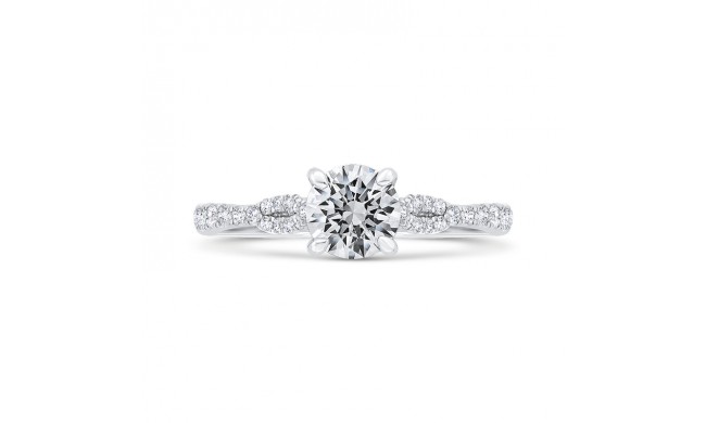 Shah Luxury 14K White Gold Round Cut Diamond Engagement Ring (Semi-Mount)