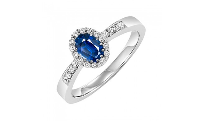 Gems One 14Kt White Gold Diamond (1/8Ctw) & Sapphire (1/2 Ctw) Ring