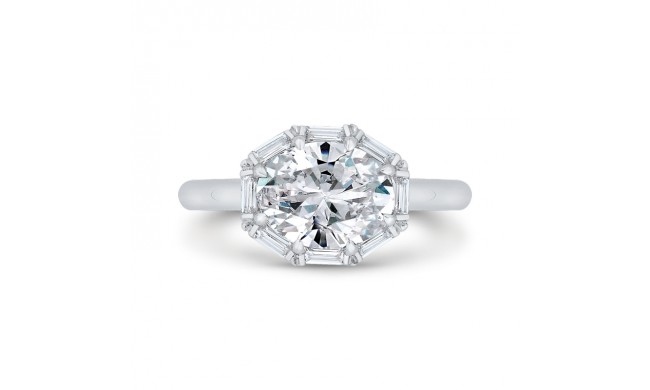 Shah Luxury 14K White Gold Oval Cut Diamond Cathedral Engagement Ring (Semi-Mount)