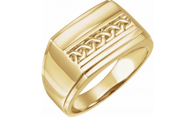 14K Yellow 17x13 mm Rectangle Signet Ring