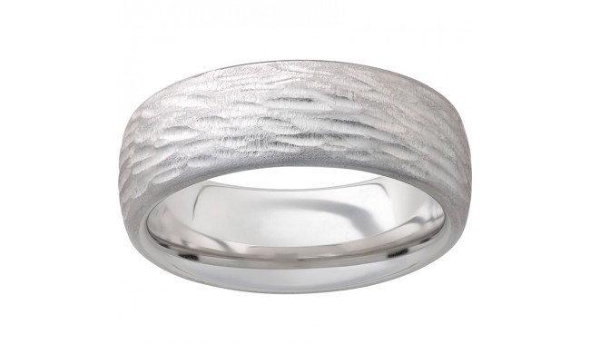 Serinium Domed Band with Bark Hand Finish