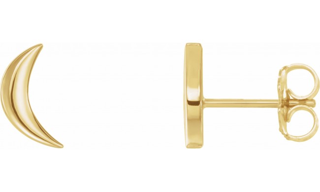 14K Yellow Crescent Moon Earrings