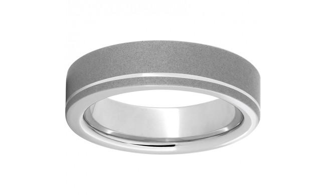 Serinium Pipe Cut Band with Off-Center .5mm Groove and Sandblast Finish