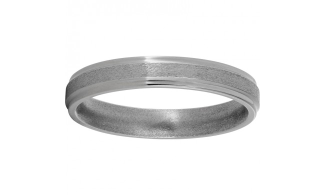 Titanium Flat Band with Grooved Edges and Stone Finish