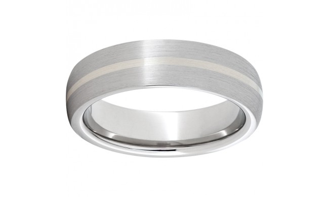 Serinium Domed Band with a 1mm Sterling Silver Inlay and a Satin Finish