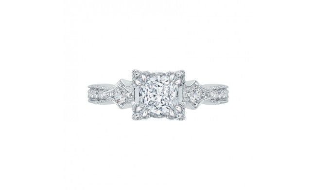 Shah Luxury 14K White Gold Princess Diamond Vintage Engagement Ring (Semi-Mount)