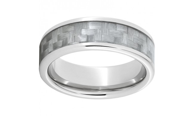 Serinium Pipe Cut Band with Silver Carbon Fiber Inlay