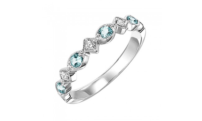 Gems One 10Kt White Gold Diamond (1/20Ctw) & Blue Topaz (1/6 Ctw) Ring